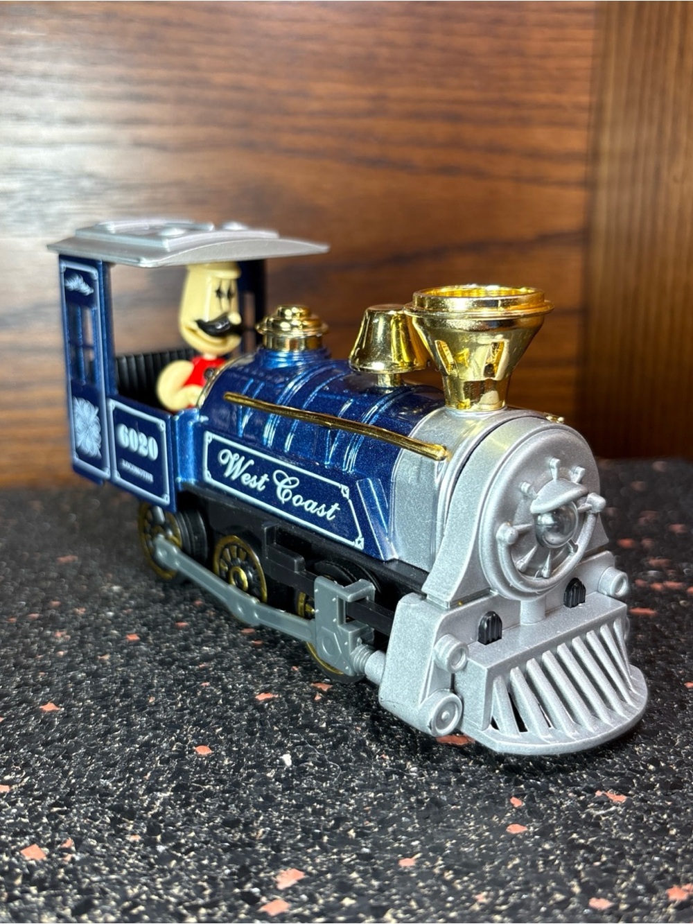 Playmaker Toys West Coast 6020 Train Cartoon Driver Pull Back Lights & Sounds